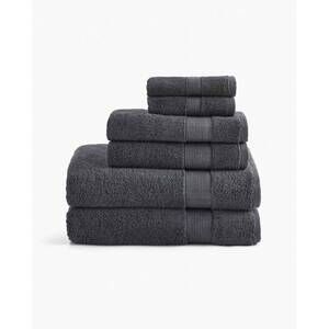 NEW UNDER THE CANOPY classic organic cotton 6-piece bath sheet set in charcoal